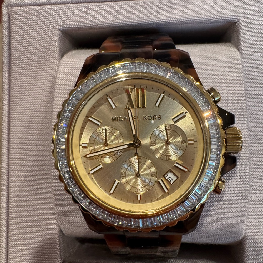 Michael Kors Tortoise and Gold Watch